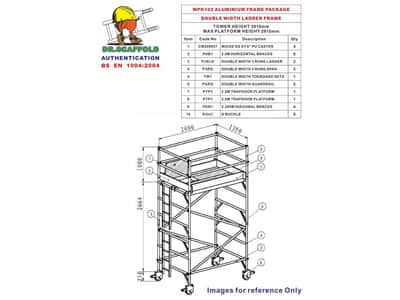 WPK102 - 2.91米平臺鋁合金移動式腳手架