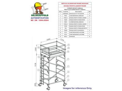 WPK103 - 3.38米平臺鋁合金移動式腳手架